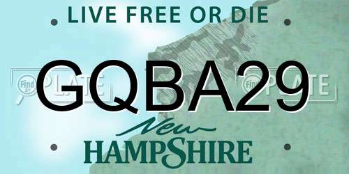 GQBA29 New Hampshire License Plate