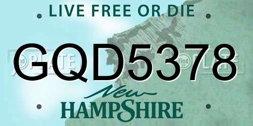 GQD5378 New Hampshire License Plate