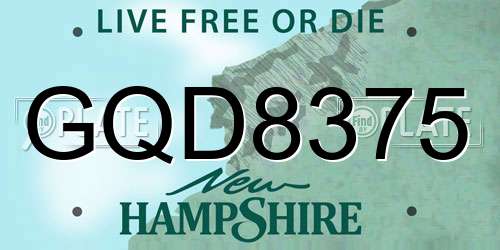 GQD8375 New Hampshire License Plate