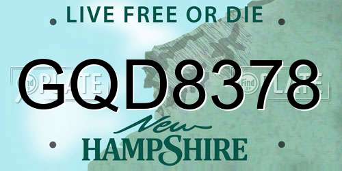 GQD8378 New Hampshire License Plate