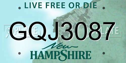 GQJ3087 New Hampshire License Plate