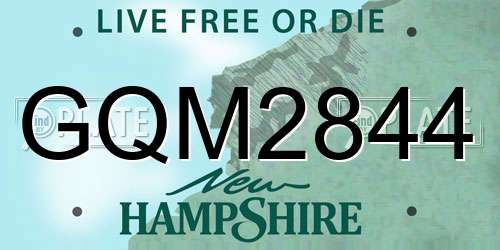 GQM2844 New Hampshire License Plate