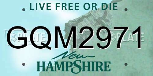GQM2971 New Hampshire License Plate