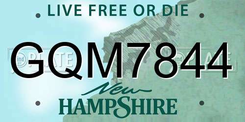 GQM7844 New Hampshire License Plate