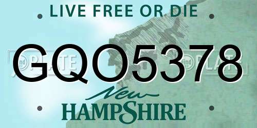 GQO5378 New Hampshire License Plate