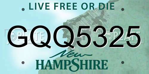 GQQ5325 New Hampshire License Plate