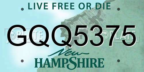 GQQ5375 New Hampshire License Plate