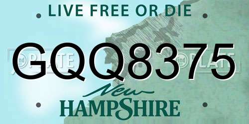 GQQ8375 New Hampshire License Plate