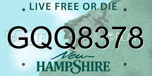 GQQ8378 New Hampshire License Plate