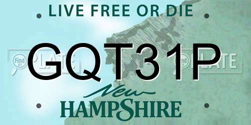 GQT31P New Hampshire License Plate