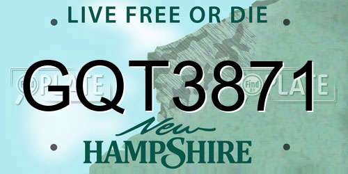 GQT3871 New Hampshire License Plate