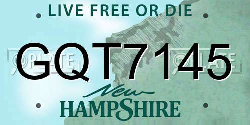 GQT7145 New Hampshire License Plate