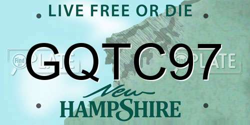 GQTC97 New Hampshire License Plate
