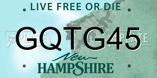 GQTG45 New Hampshire License Plate