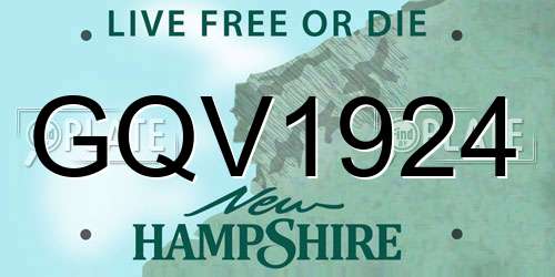 GQV1924 New Hampshire License Plate