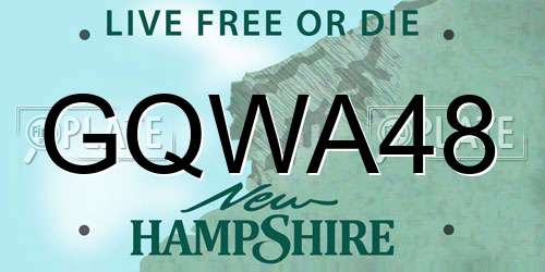 GQWA48 New Hampshire License Plate