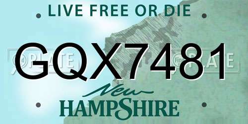 GQX7481 New Hampshire License Plate