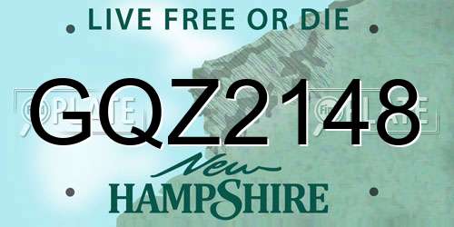 GQZ2148 New Hampshire License Plate