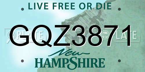GQZ3871 New Hampshire License Plate