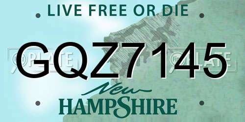 GQZ7145 New Hampshire License Plate