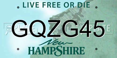 GQZG45 New Hampshire License Plate
