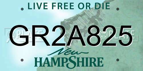 GR2A825 New Hampshire License Plate