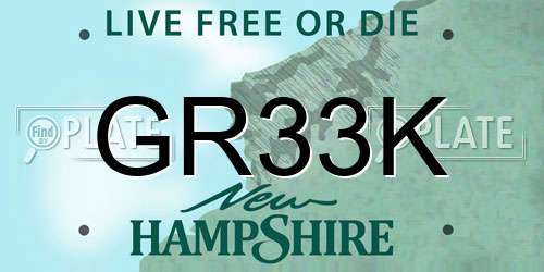 GR33K New Hampshire License Plate