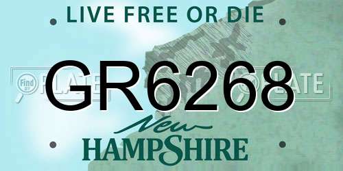 GR6268 New Hampshire License Plate