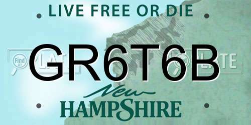 GR6T6B New Hampshire License Plate