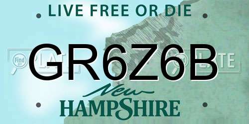 GR6Z6B New Hampshire License Plate