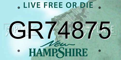 GR74875 New Hampshire License Plate