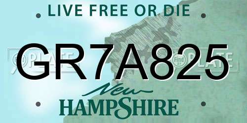 GR7A825 New Hampshire License Plate