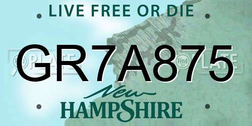 GR7A875 New Hampshire License Plate