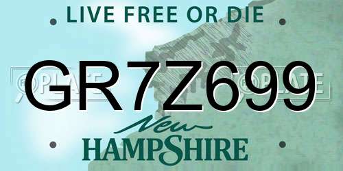 GR7Z699 New Hampshire License Plate
