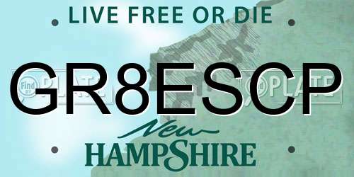 GR8ESCP New Hampshire License Plate
