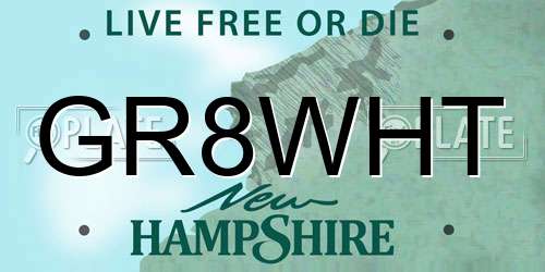 GR8WHT New Hampshire License Plate