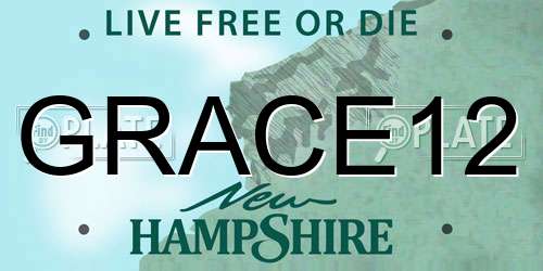 GRACE12 New Hampshire License Plate