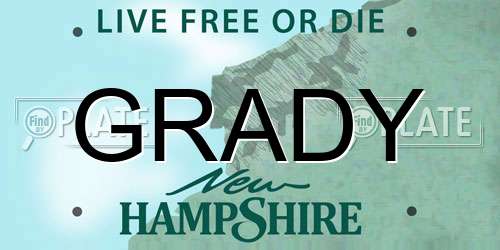 GRADY New Hampshire License Plate