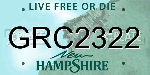 GRC2322 New Hampshire License Plate