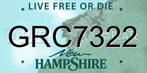 GRC7322 New Hampshire License Plate