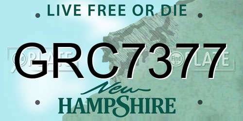 GRC7377 New Hampshire License Plate