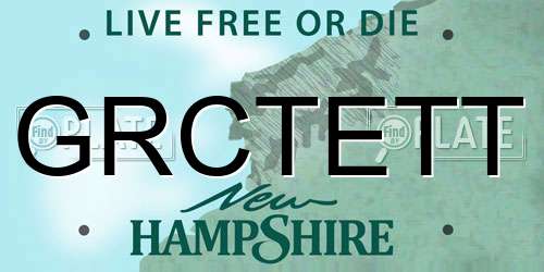 GRCTETT New Hampshire License Plate