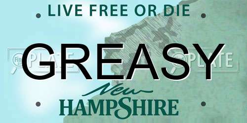 GREASY New Hampshire License Plate