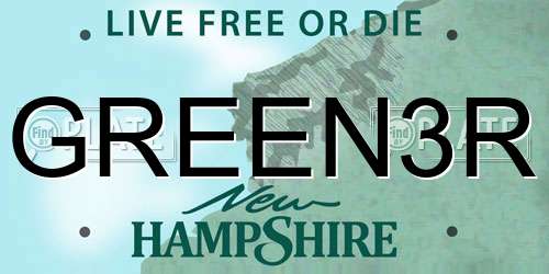 GREEN3R New Hampshire License Plate