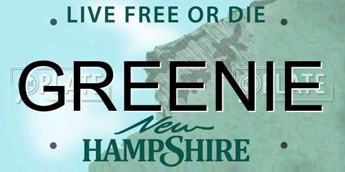 GREENIE New Hampshire License Plate