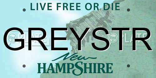 GREYSTR New Hampshire License Plate