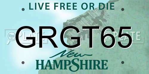 GRGT65 New Hampshire License Plate