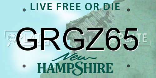 GRGZ65 New Hampshire License Plate