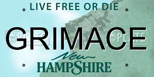 GRIMACE New Hampshire License Plate