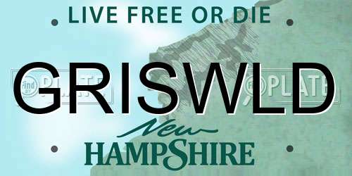 GRISWLD New Hampshire License Plate